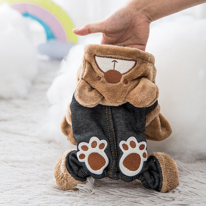 Pet fun paw print bear pet clothes featuring a cute bear and paw print design