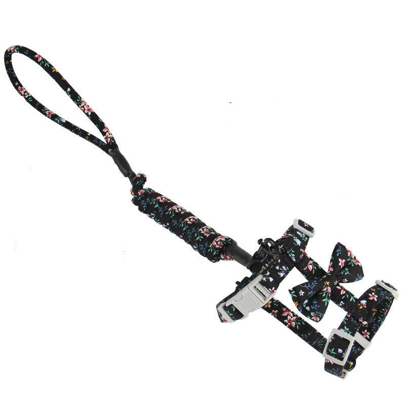 Creative floral Japanese-style cat leash by My Store with colorful botanical pattern and secure clasp