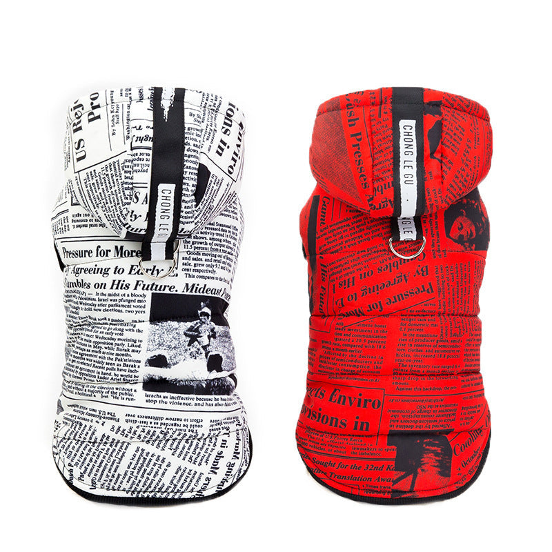 Newspaper-print cotton pet clothes by My Store for dogs and cats