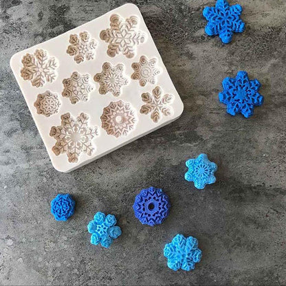 Christmas snowflake silicone mold by My Store, showing detailed snowflake-shaped cavities for festive baking and crafts