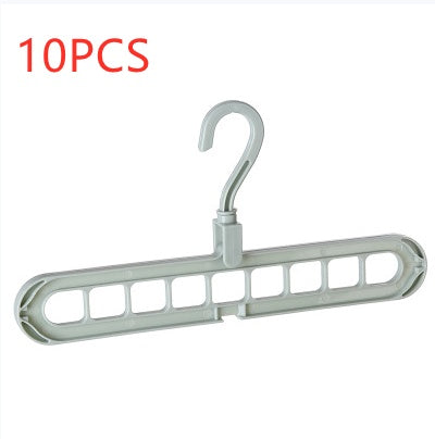 9-hole clothes hanger organizer, space-saving hanger in white plastic with multiple hanging slots