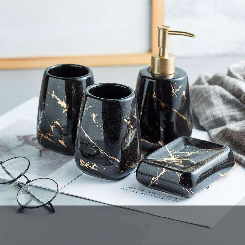 Bathroom wash set by My Store, featuring coordinated bathroom accessories