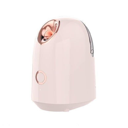 Beauty steamer with compact design for facial skincare treatments, viewed against a plain background