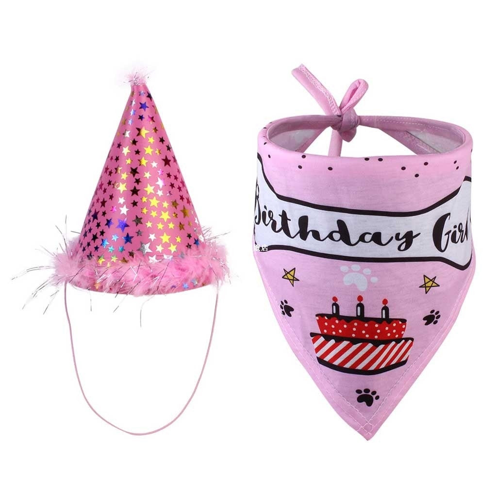 Pet birthday party hat and saliva towel set by My Store for pet celebrations