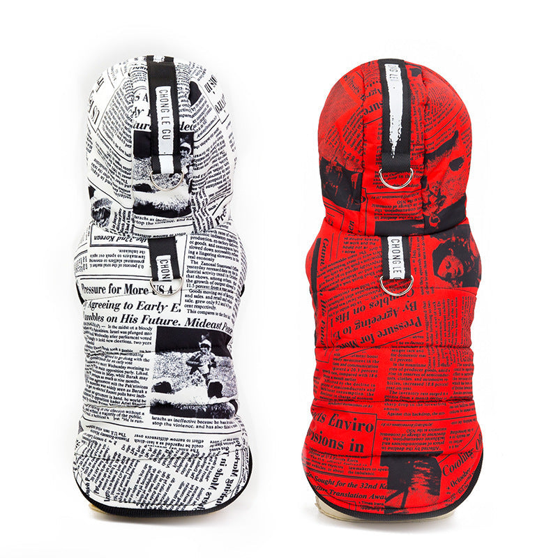 Newspaper-print cotton pet clothes by My Store