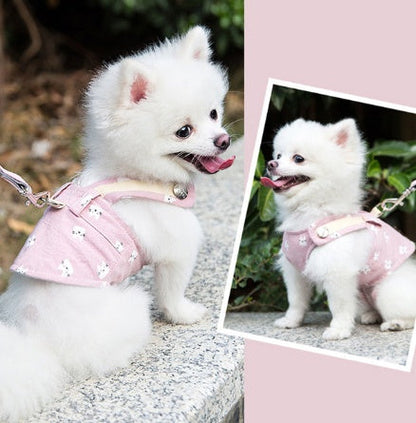 Cute pet dog harness and leash set in a comfortable, adjustable design