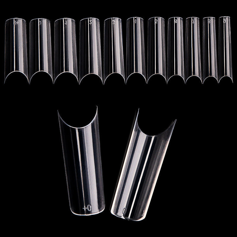 French long nails in classic white-tip style, close-up product image