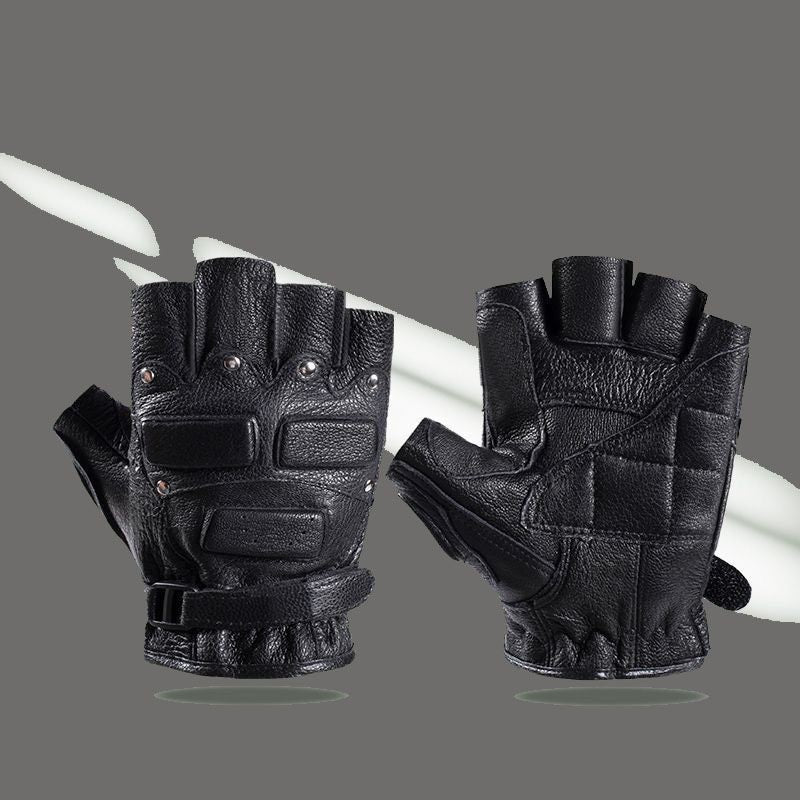 Genuine leather outdoor training tactics gloves with reinforced palms and adjustable wrist closure