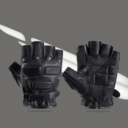 Genuine leather outdoor training tactics gloves with reinforced palms and adjustable wrist closure