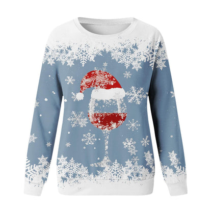 Women's Christmas round neck sweater with 3D digital print by My Store