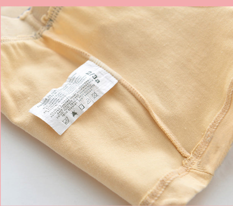 Five-pack children's breathable cotton underwear in assorted colors and patterns