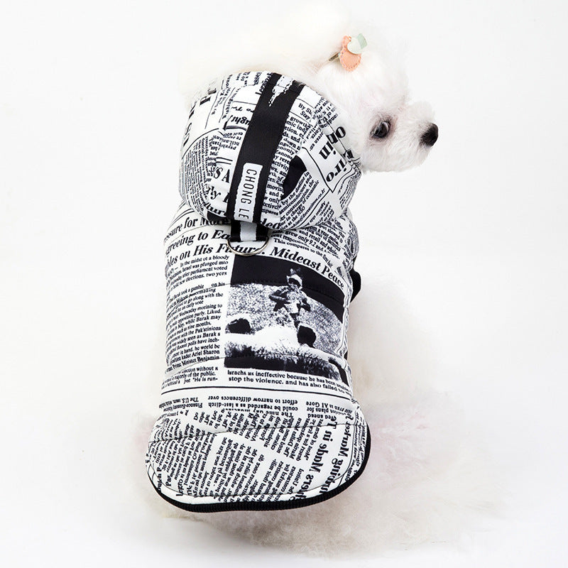 Newspaper print cotton pet clothes by My Store