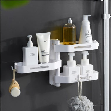 Rotating wall-mounted plastic storage box for kitchen, bathroom, or toilet debris, punch-free design