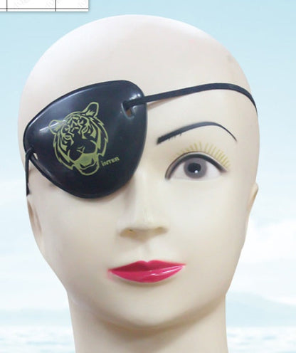Halloween pirate blindfold costume accessory with black fabric and skull design