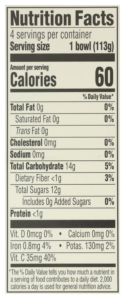 Canned organic diced peaches in a 16-ounce jar from 365 by Whole Foods Market showing fresh peach pieces inside.