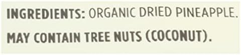 Organic dried pineapple slices from 365 by Whole Foods Market, 8-ounce package, showing golden, chewy dried fruit pieces.