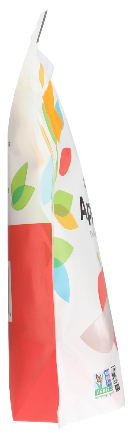Dried upcycled apple slices in a 3-ounce package from 365 by Whole Foods Market, showcasing crispy, natural apple snacks.