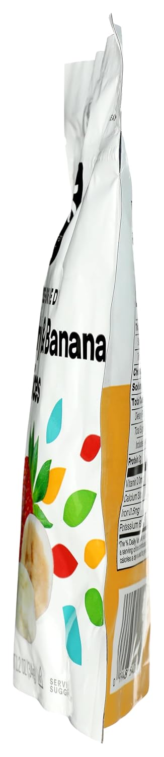 Freeze dried strawberry and banana blend by 365 by Whole Foods Market in a 1.2 oz package with visible dried fruit pieces.