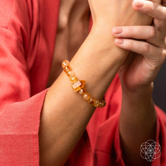 Citrine bracelet from 365 Days of Brilliance by Conscious Items, featuring polished yellow citrine stones on a delicate string.