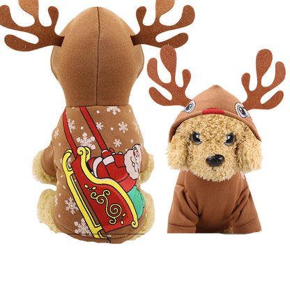 Pet clothes in assorted styles for dogs and cats, featuring comfortable fabric and playful designs