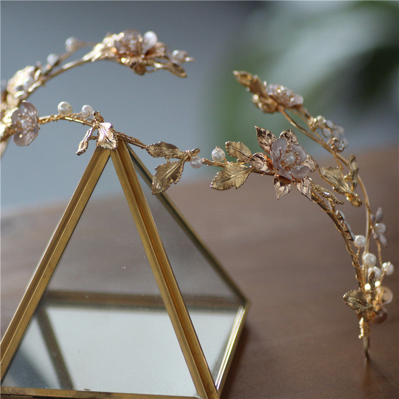 Shaped asymmetric handmade bridal head jewelry with elegant design for wedding hair styling