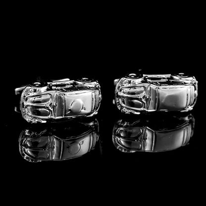 Titanium steel hollow football cufflink with polished silver finish