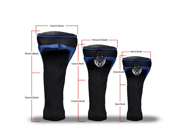 Black golf club cover with protective padded design and club identification tag
