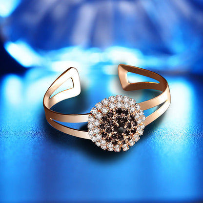 Flower ring, necklace, earrings, and bracelet four-piece jewelry set in a coordinated floral design