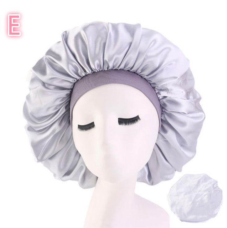 Beauty print satin silk bonnet sleep night cap with colorful design and elastic edge