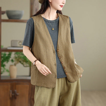 Women's summer artistic cardigan outer vest in a lightweight layered design