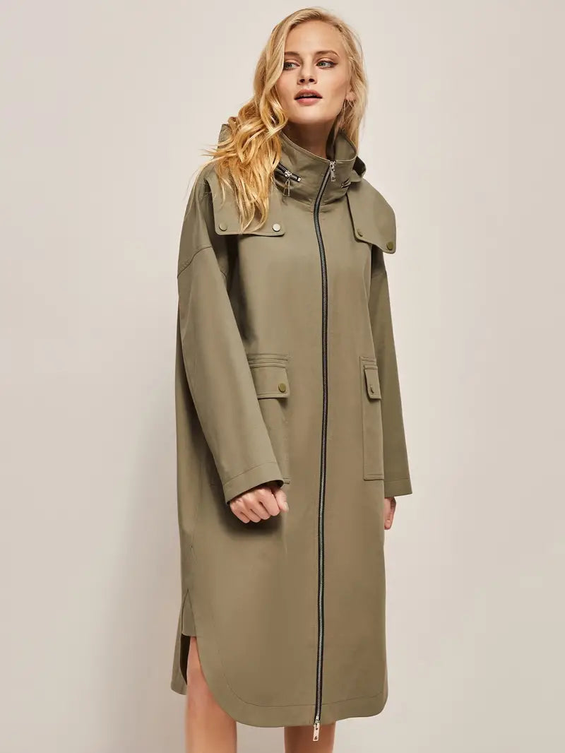 Casual Hooded Long Sleeve Windproof Coat for Women