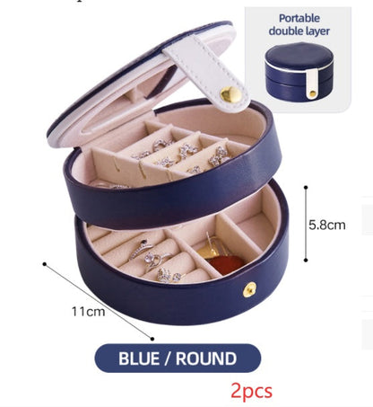 Desktop jewelry storage box with folding screen, dustproof compartments for earrings and necklaces