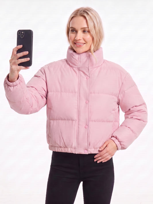 Women's winter cotton coat with short stand collar and casual European-American style, My Store alcarta