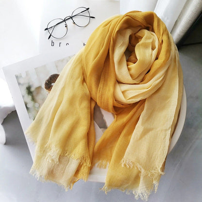 Large soft warm cotton scarf with tassel trim in a lightweight woven design
