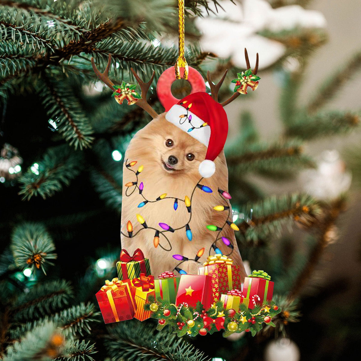 Christmas wooden pendant decorations hanging ornament set in festive shapes
