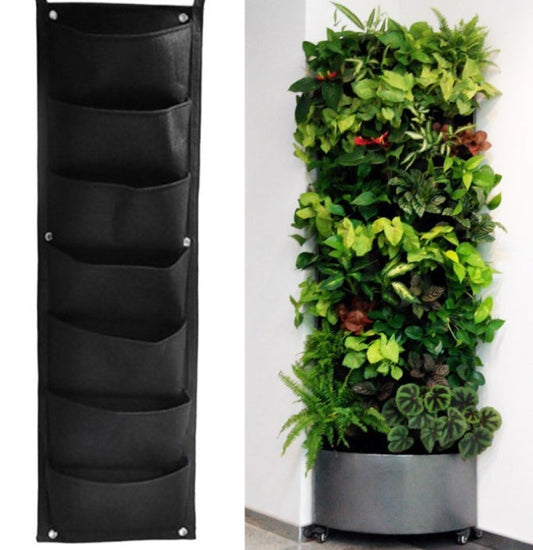 Wall garden hanging planting bags vertical outdoor indoor planter in black fabric with multiple pockets