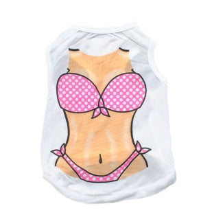 Hawaiian all-poly printed bikini macho pet vest with colorful tropical pattern
