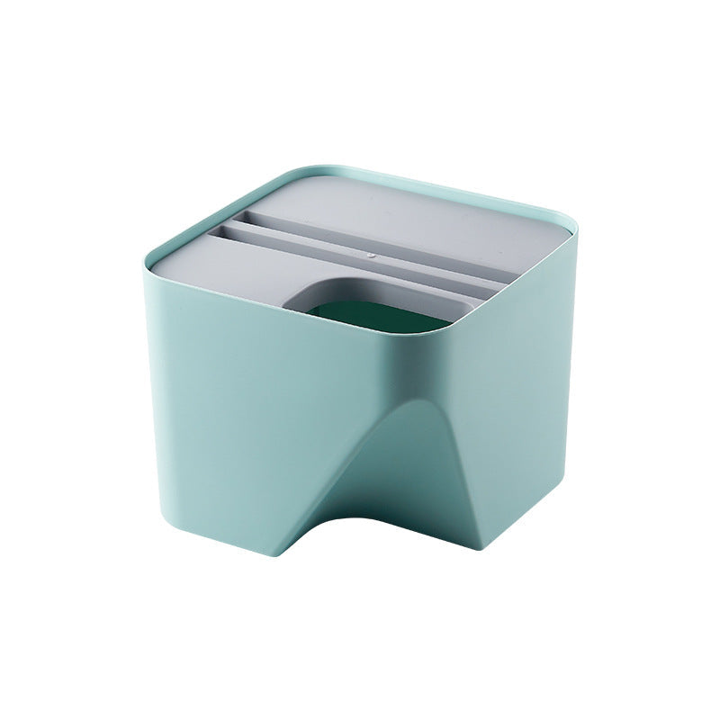 Stacked kitchen trash and recycle bin for dry and wet waste separation in a household bathroom