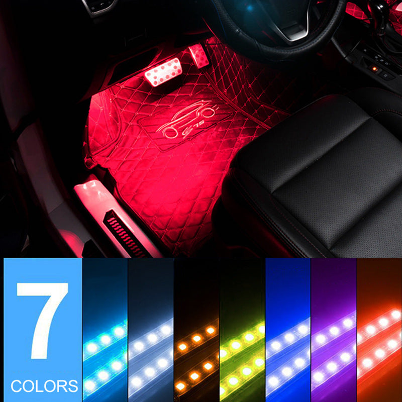 Cool LED car atmosphere lights, one-for-four colorful interior lighting kit in multiple colors