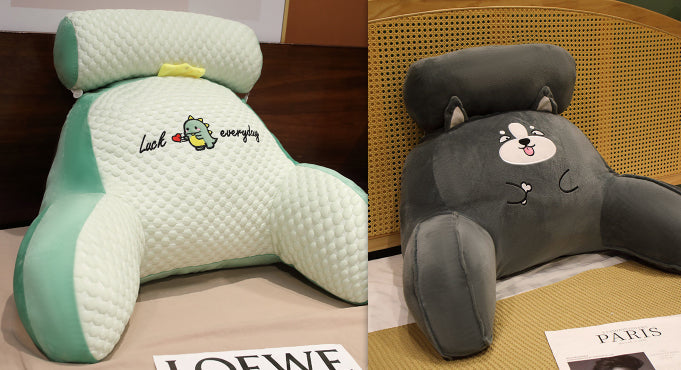 Fluffy triangle reading cushion with soft large backrest and lumbar support for sofa, bed, or office chair