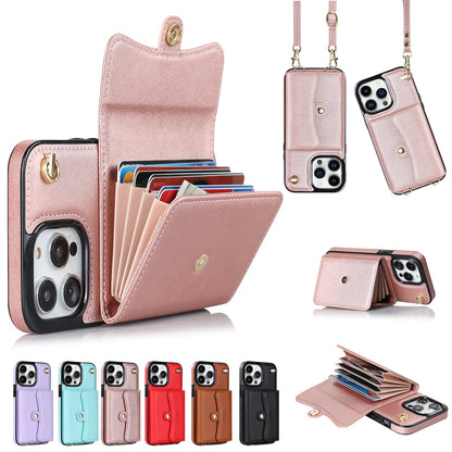 Crossbody card holder phone case with multiple card slots and adjustable strap