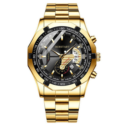 Men's non-mechanical calendar business watch with classic dial design