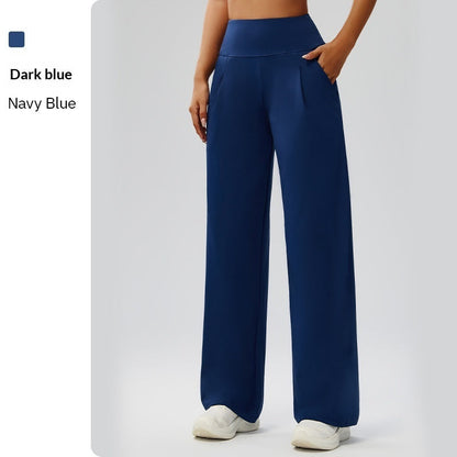 Tummy-control bare-feel high-waist straight-leg yoga pants in black with a smooth, streamlined fit