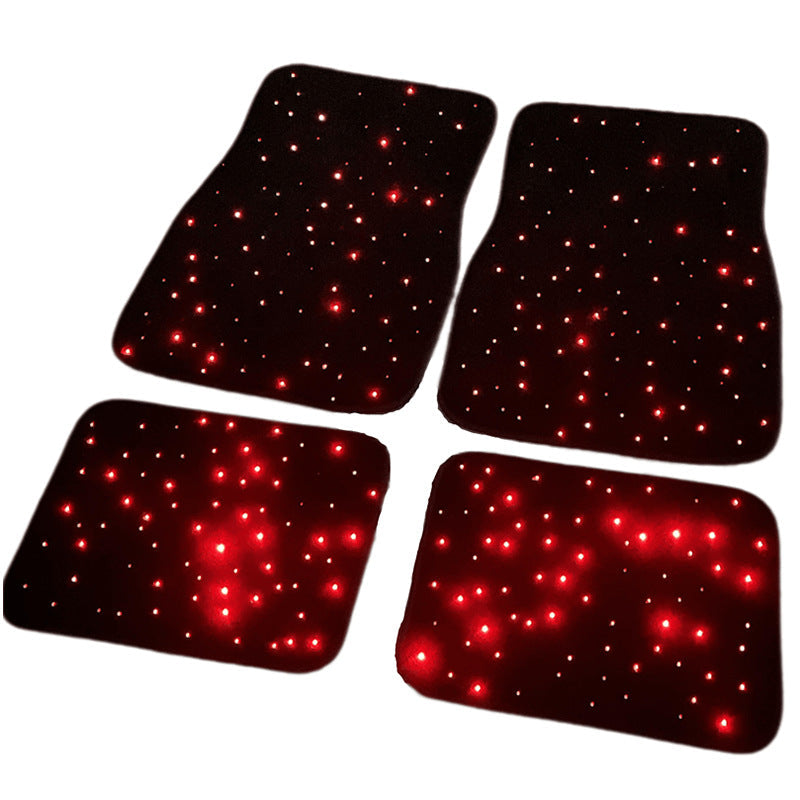 Baby's Breath shaped fiber optic light car foot mat, glowing floral design for vehicle floor décor