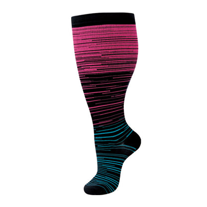 Plus-size compression socks, nylon nurse socks for men and women in a plain black design
