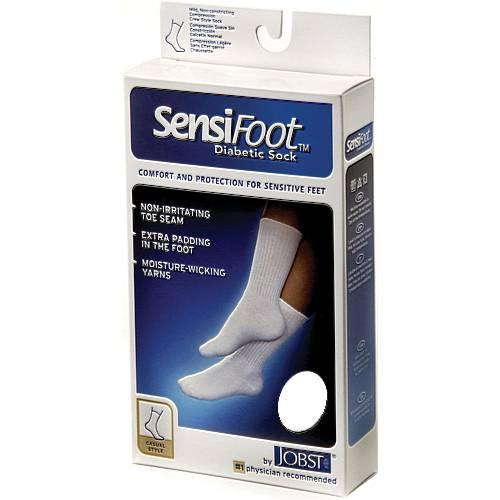 Black Sensifoot diabetic compression socks in large size, 8-15 mmHg, designed for medical support, shown in a close-up image