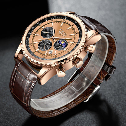 Men's multifunctional waterproof watch with durable design and clear dial