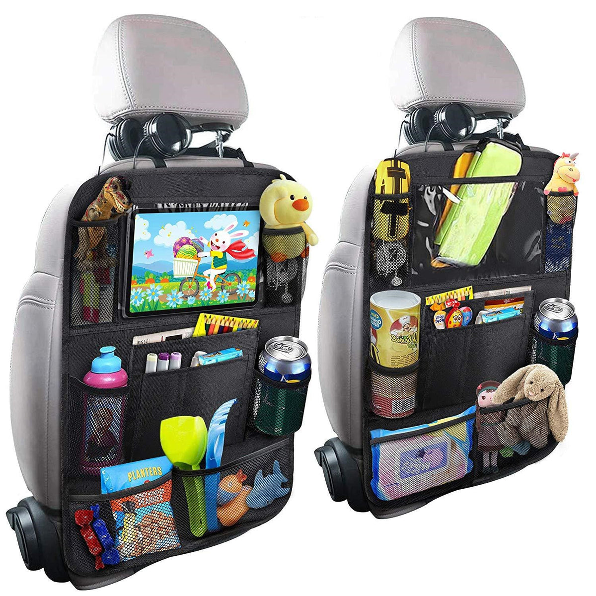 Child car seat back cover with touch screen