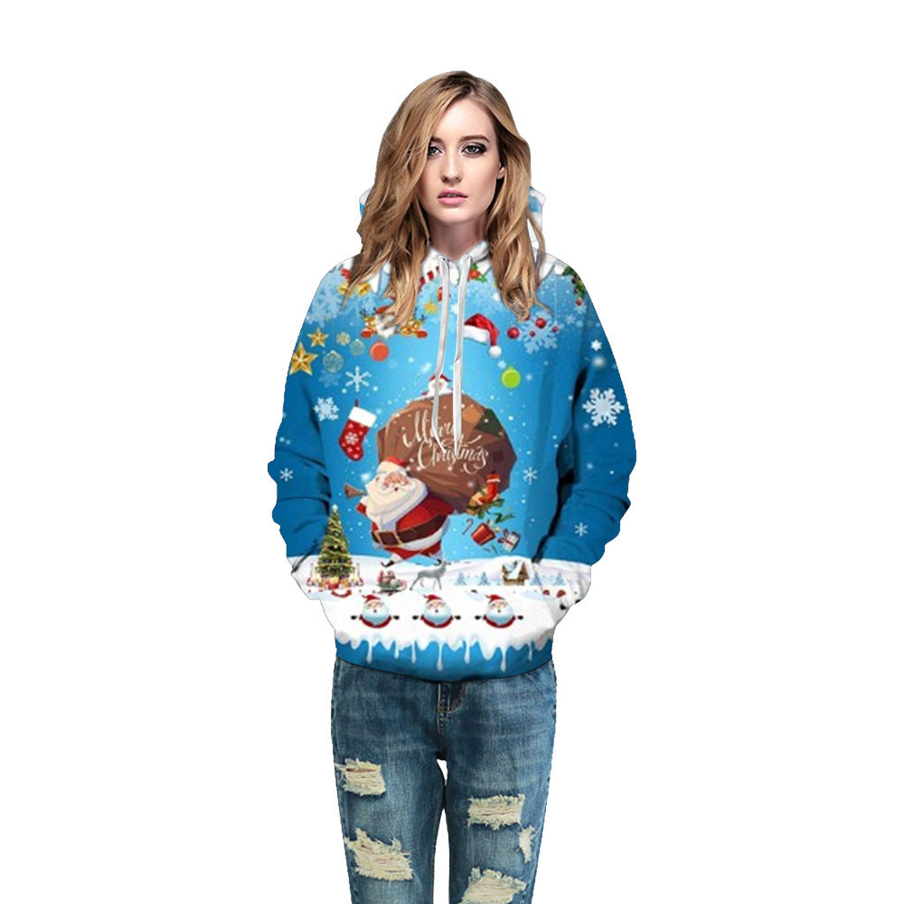 Christmas clothing 3D digital printing pullover hoodie in festive holiday design