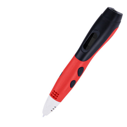 Six generations of 3D printing pens displayed together, showcasing multiple pen designs and colors